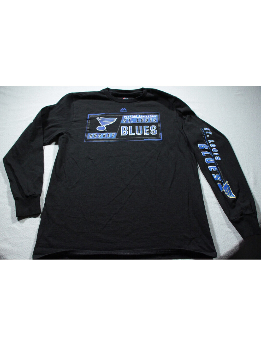 St. Louis Blues Long Sleeve T-Shirt Majestic M NHL Hockey Black